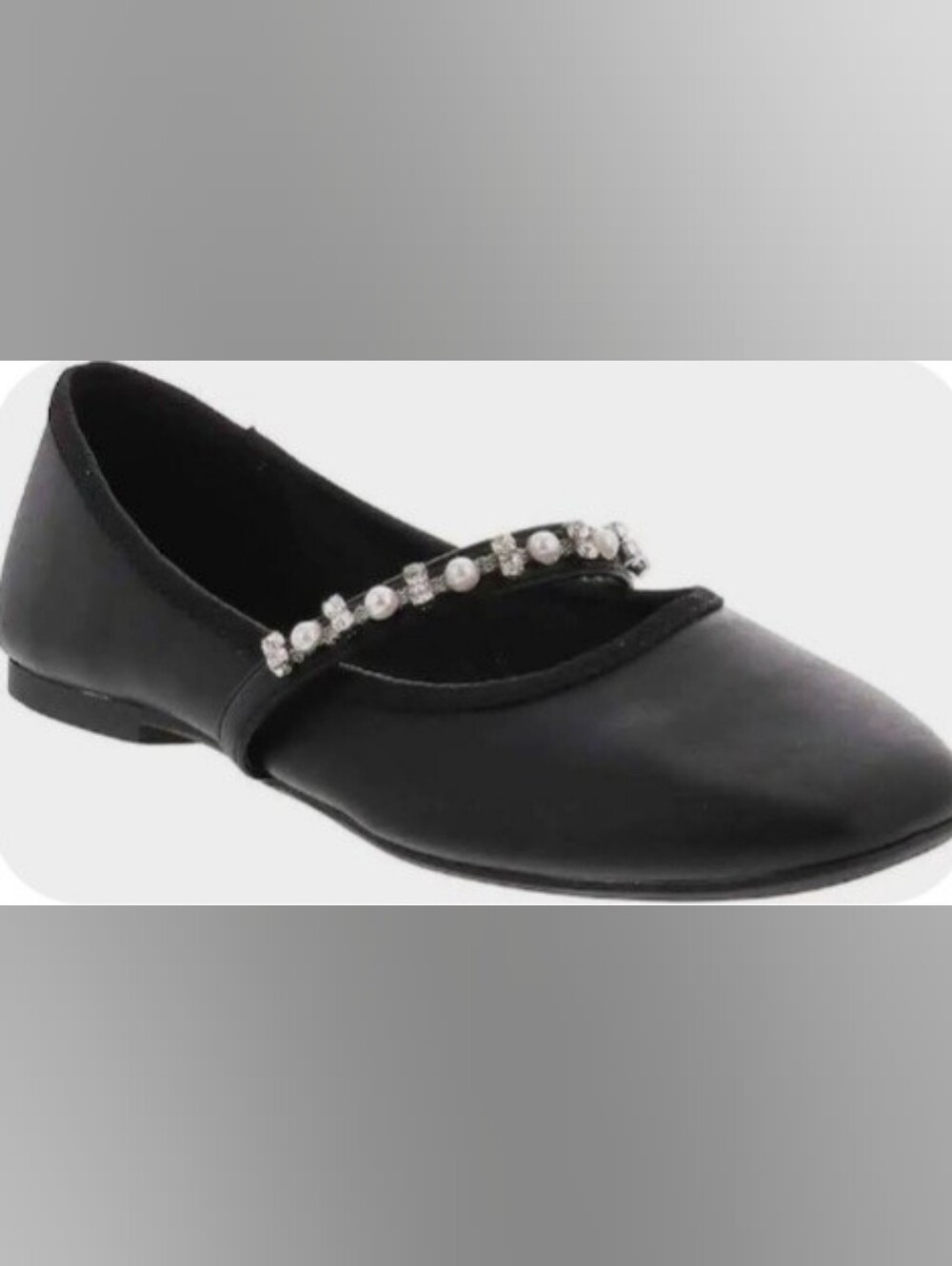 Jellypop Elegant Black Flats w/Pearl & Gem Strap Woman's Size 6M New - Picture 2 of 8